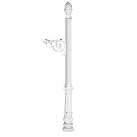 QUALARC Post only, w/support bracket, decorative ornate base, pineapple finial LPST-703-WHT